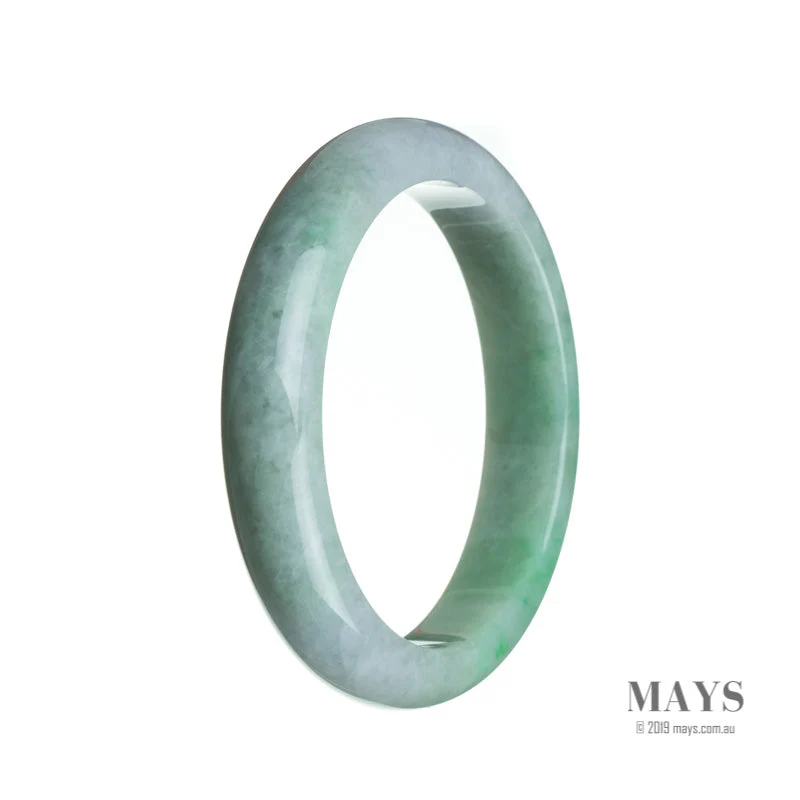 Genuine Grade A White with green Jade Bangle - 62mm Semi Round - Image 2