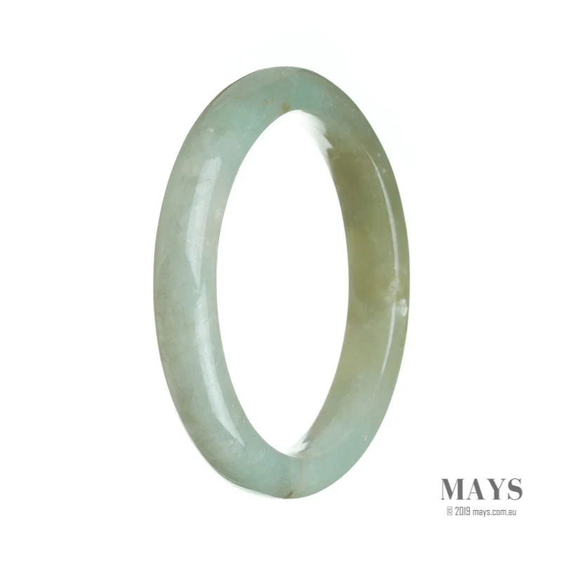 Genuine Natural Pale Green Jadeite Jade Bangle - 63mm Semi Round