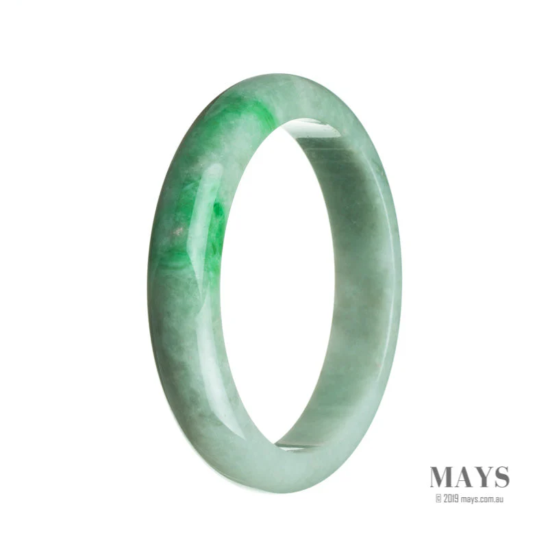 Real Grade A White with green Burma Jade Bracelet - 64mm Half Moon