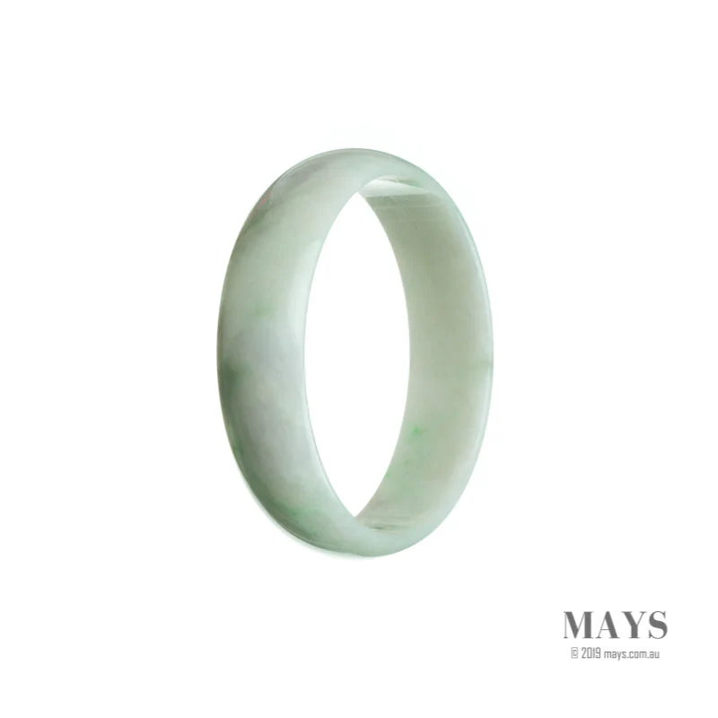 Genuine Type A White with green Jadeite Jade Bangle Bracelet - 52mm Flat - Image 3