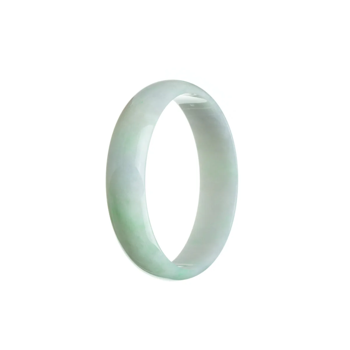 Authentic Grade A Green Lavender White Burmese Jade Bangle Bracelet - 52mm Flat