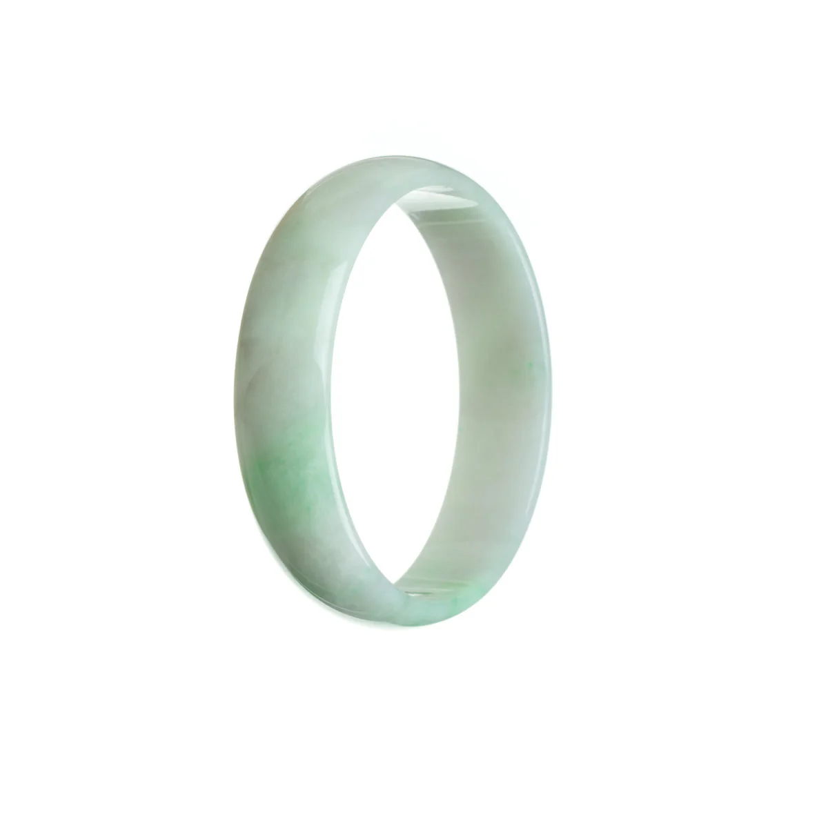 Genuine Untreated White with green Jadeite Jade Bangle Bracelet - 52mm Flat - Image 3