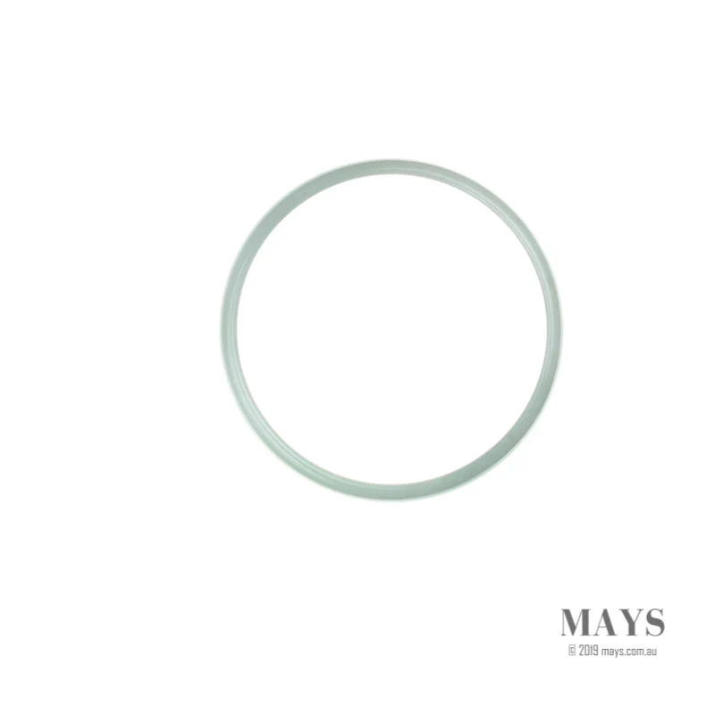 Genuine Grade A White Burmese Jade Bangle - 53mm Flat - Image 4