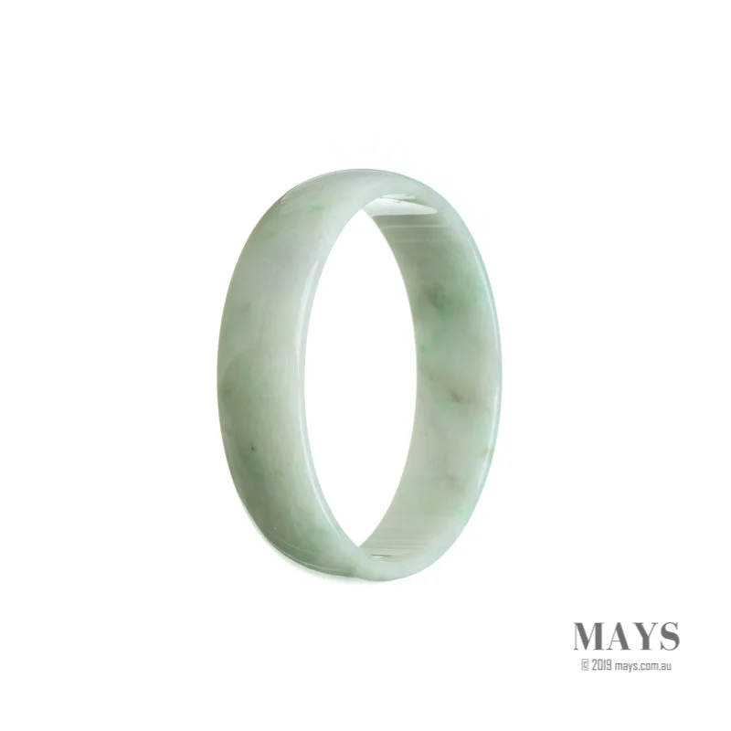 Genuine Grade A White with green Jade Bracelet - 53mm Flat