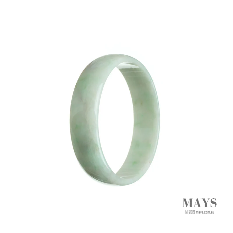 Genuine Grade A White with green Jade Bracelet - 53mm Flat - Image 3