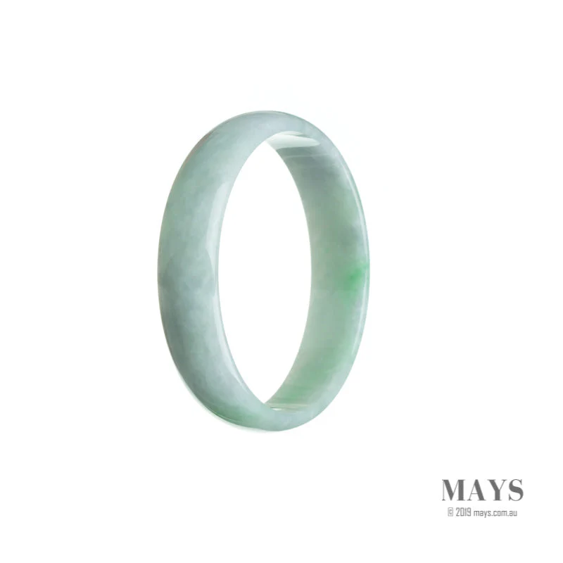 Genuine Natural White with green Traditional Jade Bracelet - 52mm Flat - Image 2