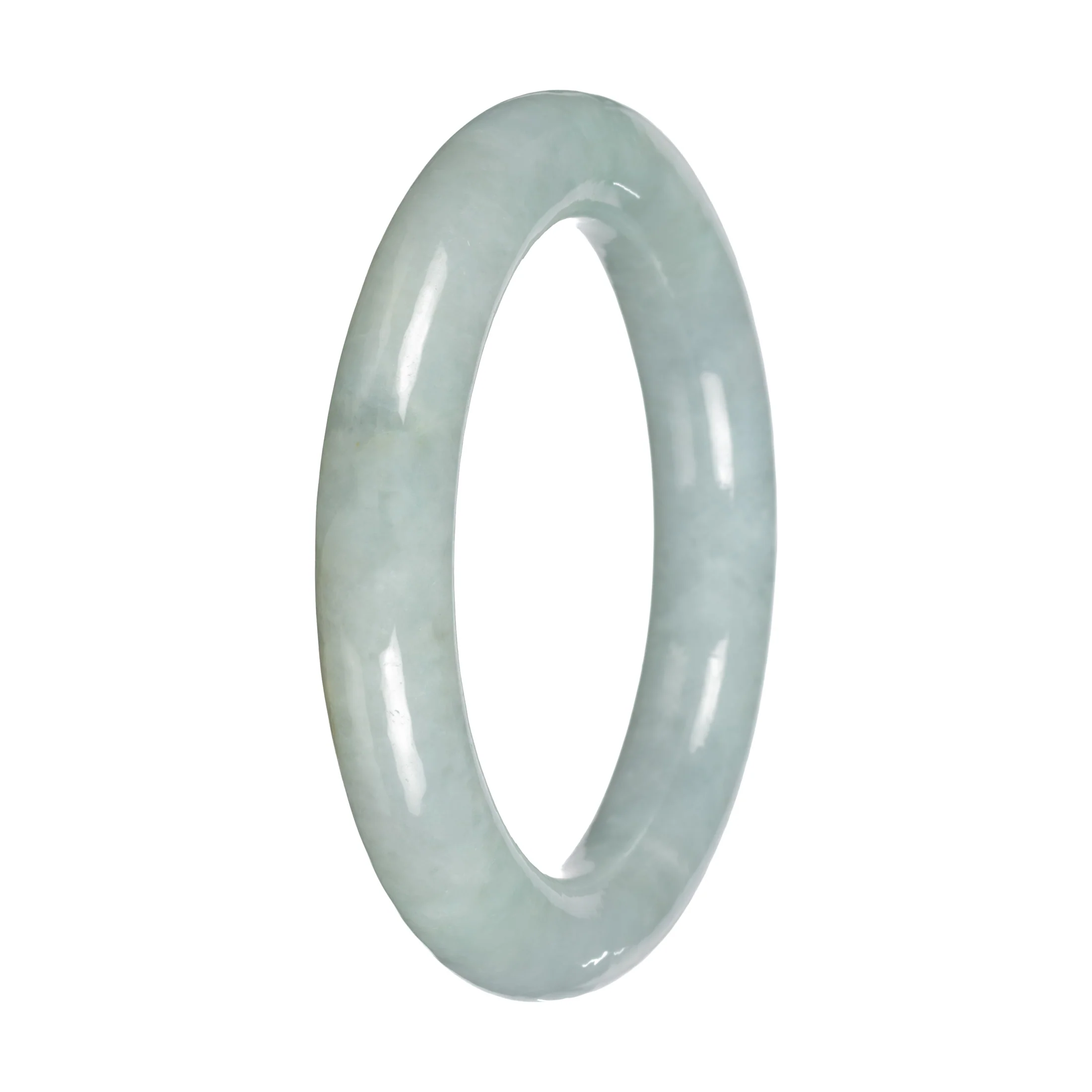 Grade A Light Green Jadeite Bangle Bracelet - 52mm Round