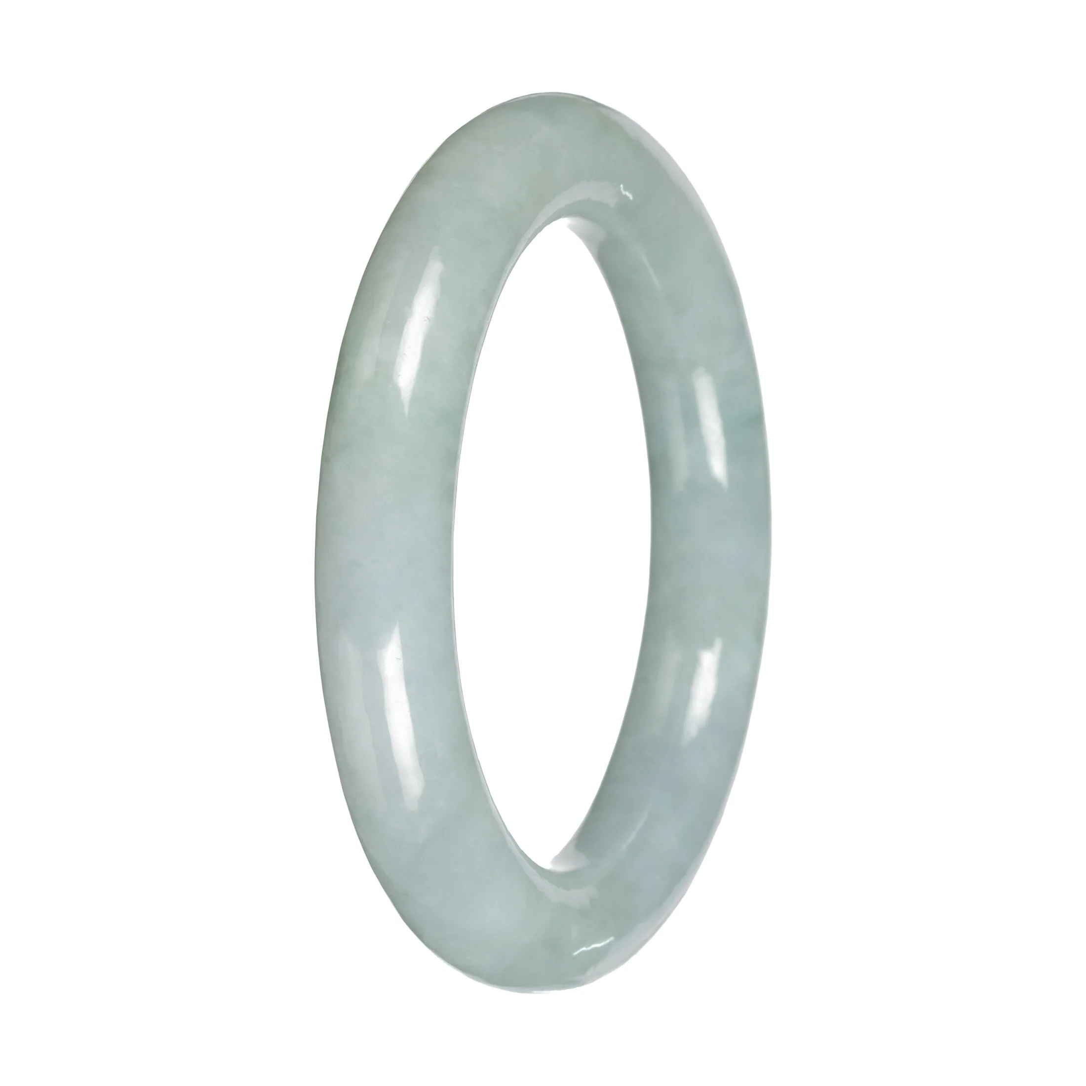 Grade A Light Green Jadeite Bangle Bracelet - 52mm Round - Image 5