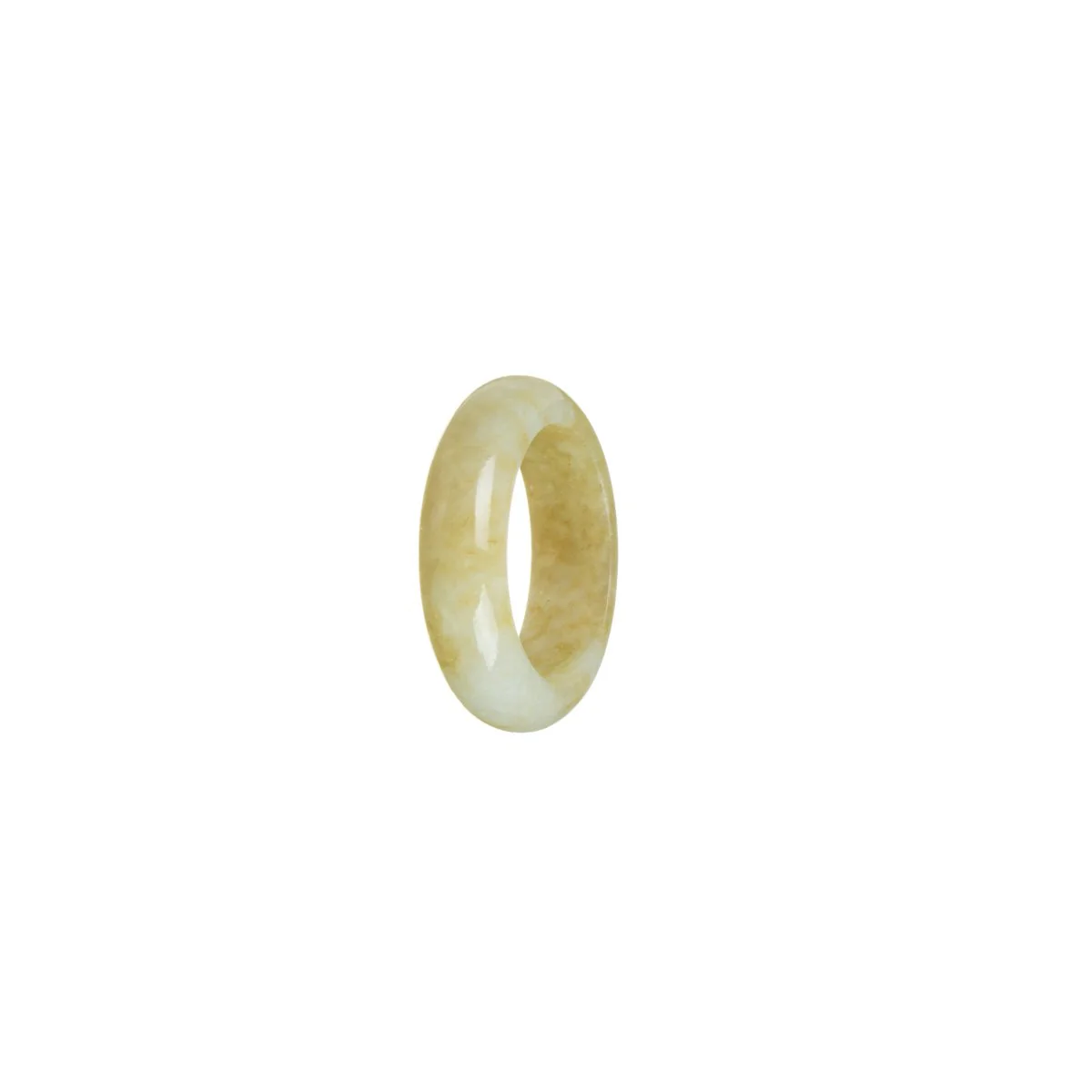 Genuine White with Brown Burma Jade Band - Size L 1/2 - Image 3
