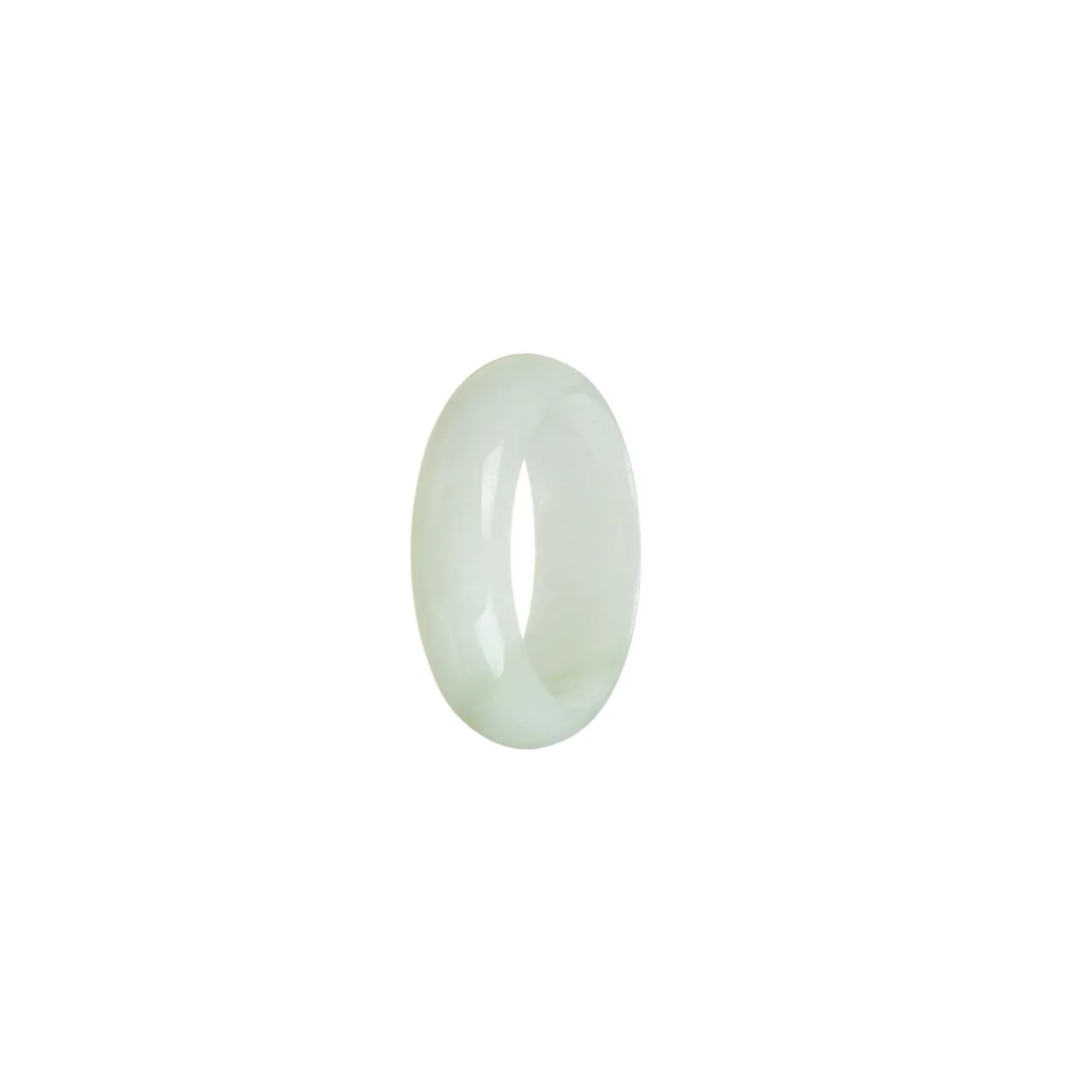Certified White with Green Jadeite Jade Ring  - Size R 1/2 - Image 2