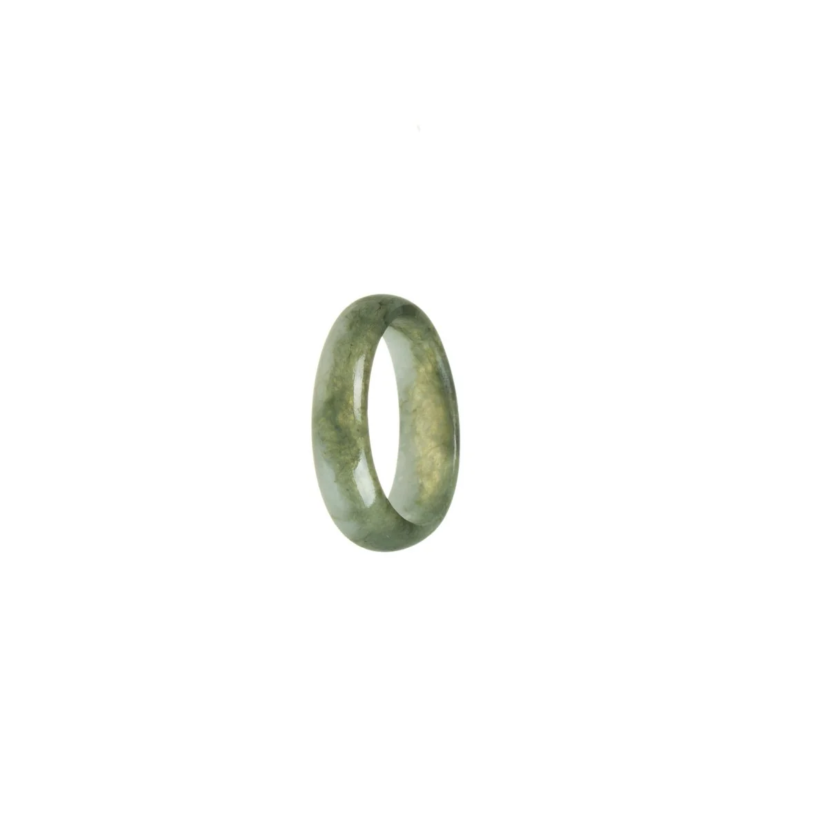Certified Deep Green with White Burmese Jade Band - Size N - Image 3
