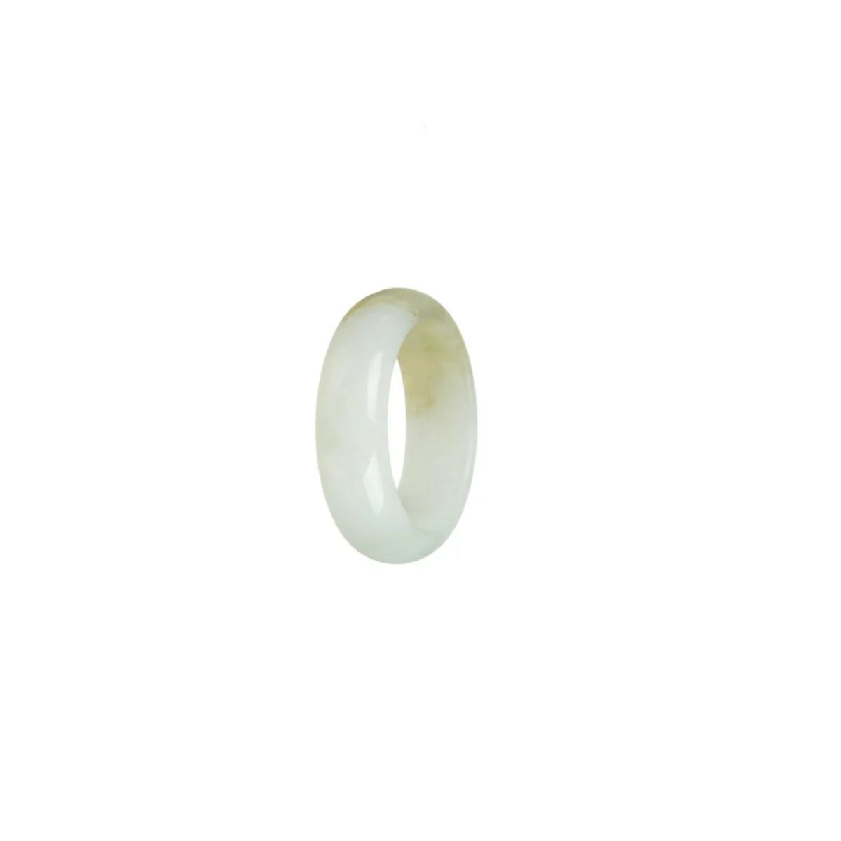 Real White with Olive Jade Ring  - Size N