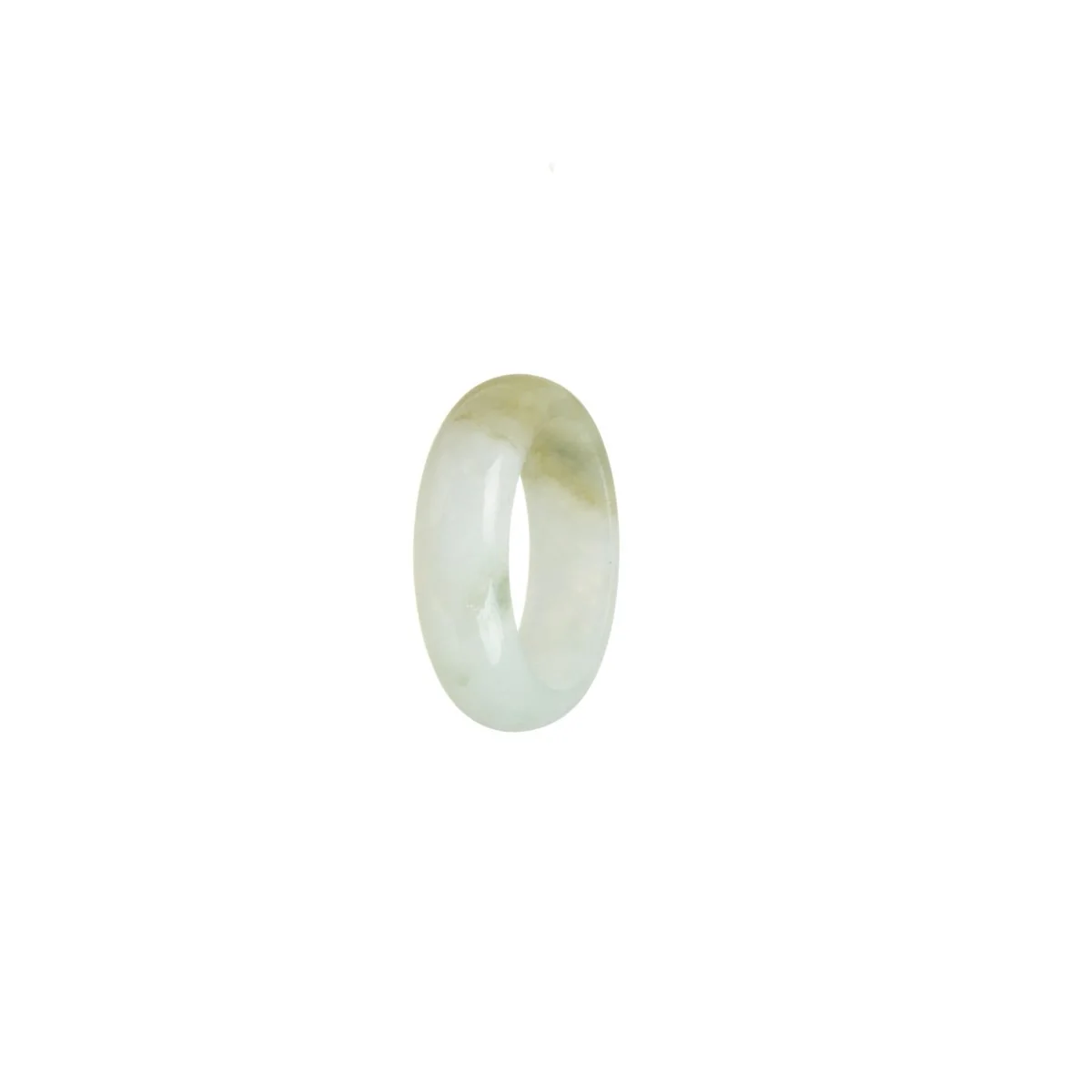 Real White with Olive Jade Ring  - Size N - Image 3