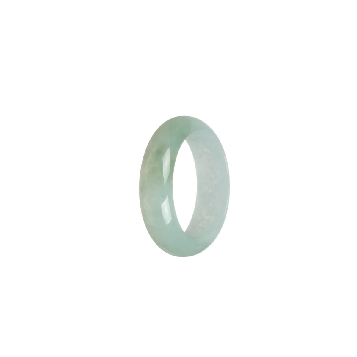 Authentic White with Pale green Jadeite Jade Ring  - Size T 1/2 - Image 2