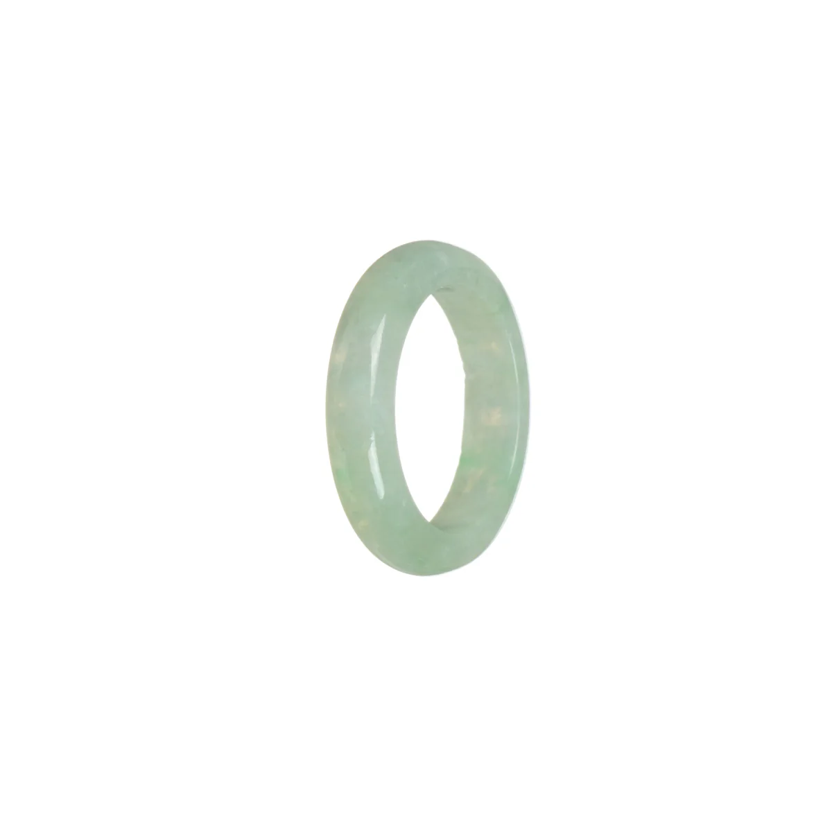 Real Icy White with Apple Green Burma Jade Ring - Size S - Image 2