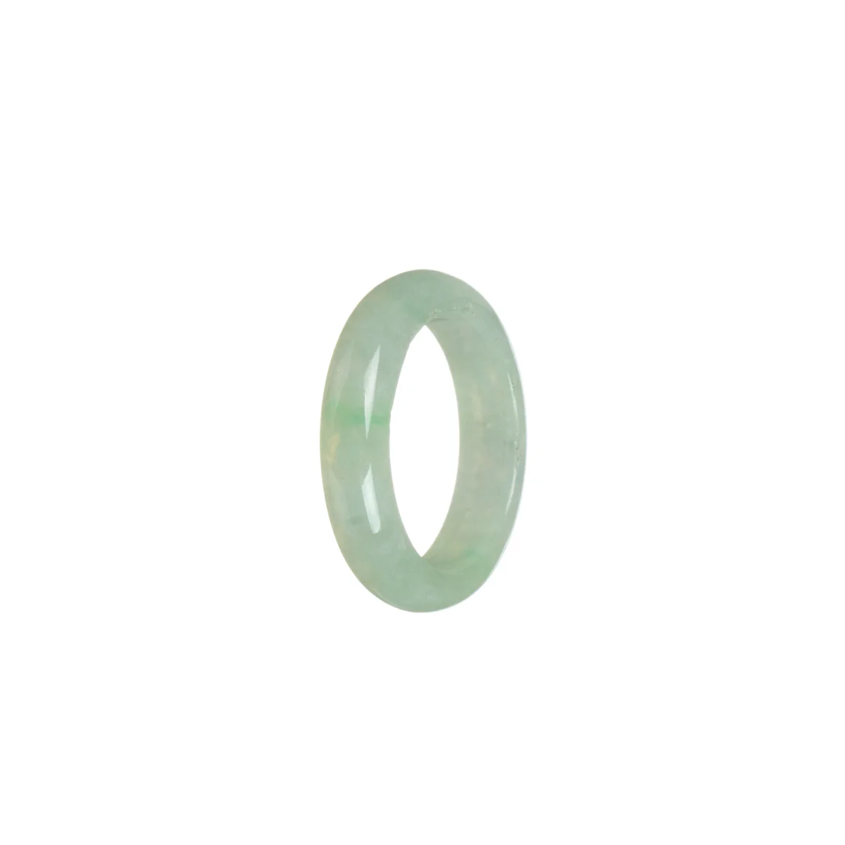 Real Icy White with Apple Green Burma Jade Ring - Size S - Image 3