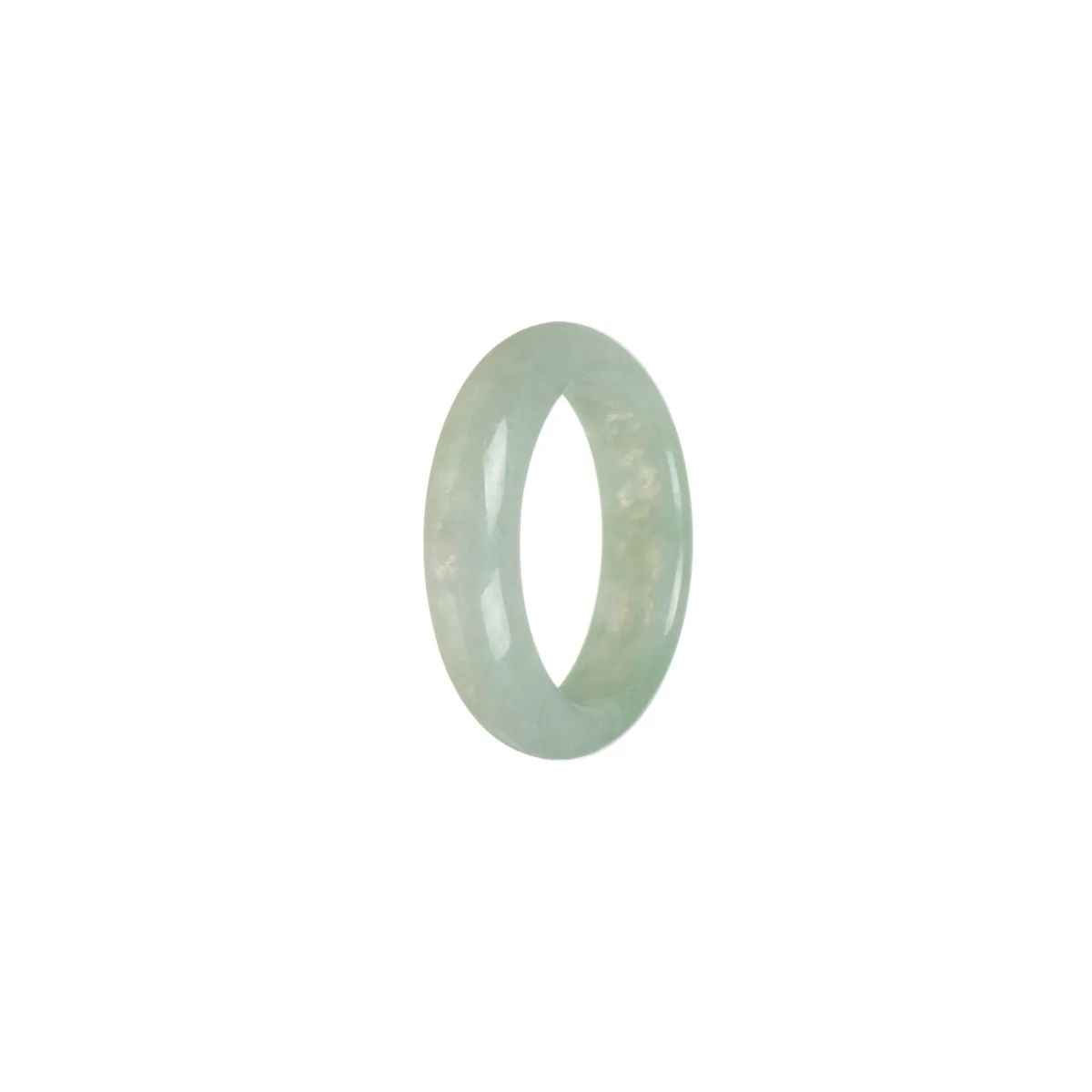 Real White with light green Jadeite Jade Band - Size S 1/2