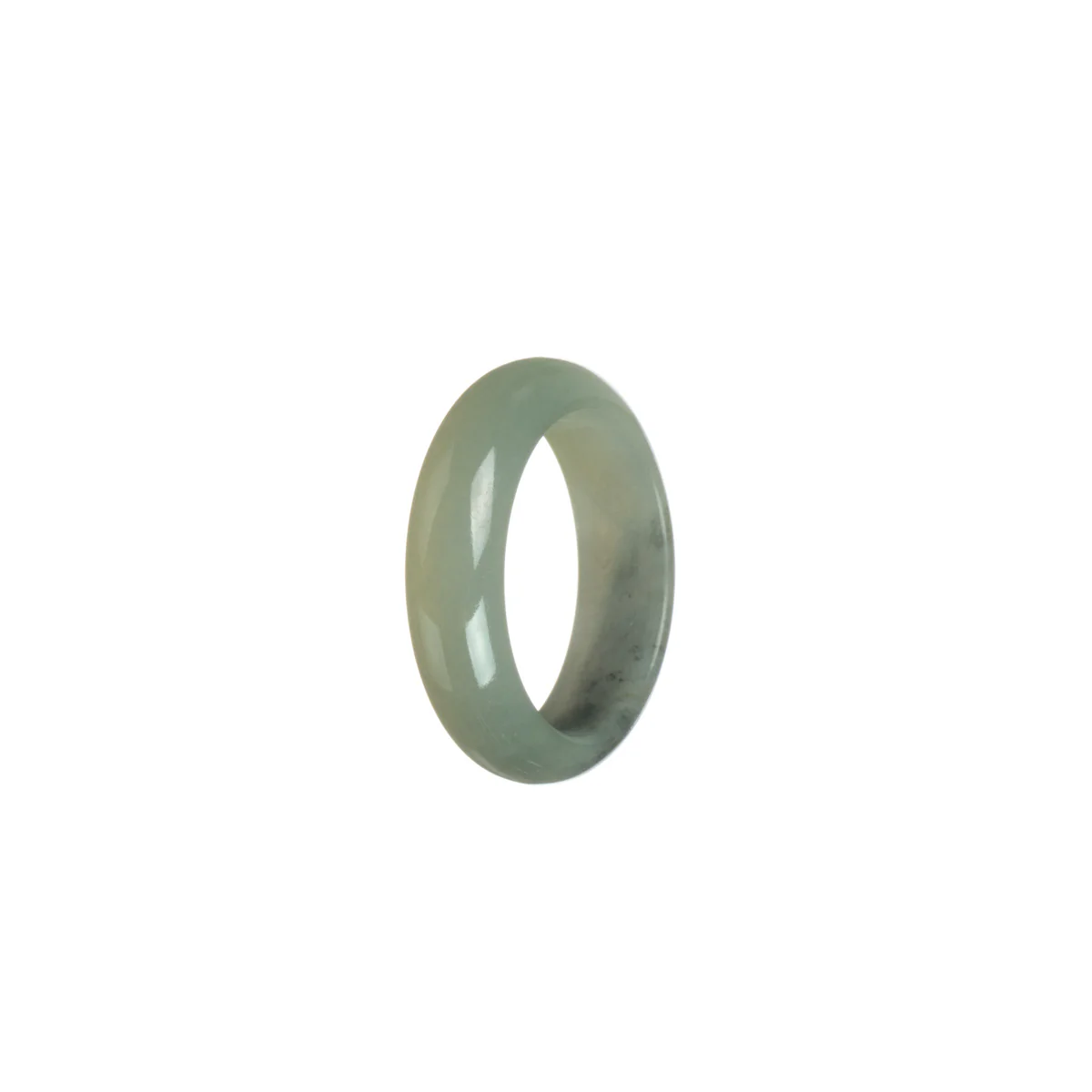 Real Grey Burmese Jade Ring  - Size R 1/2 - Image 2