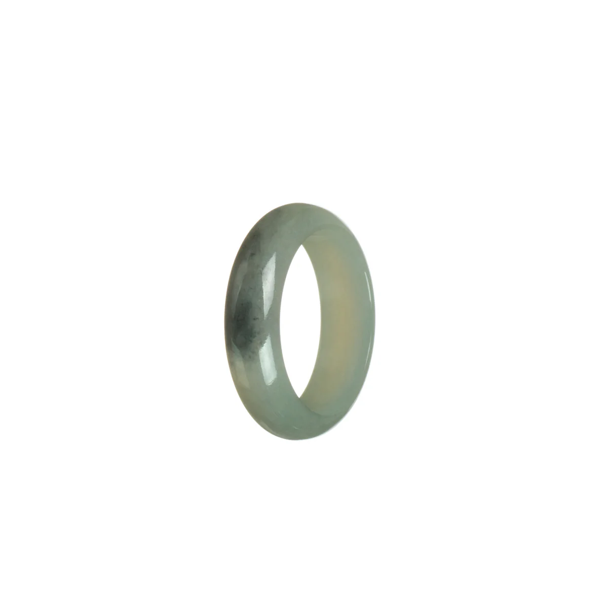 Real Grey Burmese Jade Ring  - Size R 1/2 - Image 3