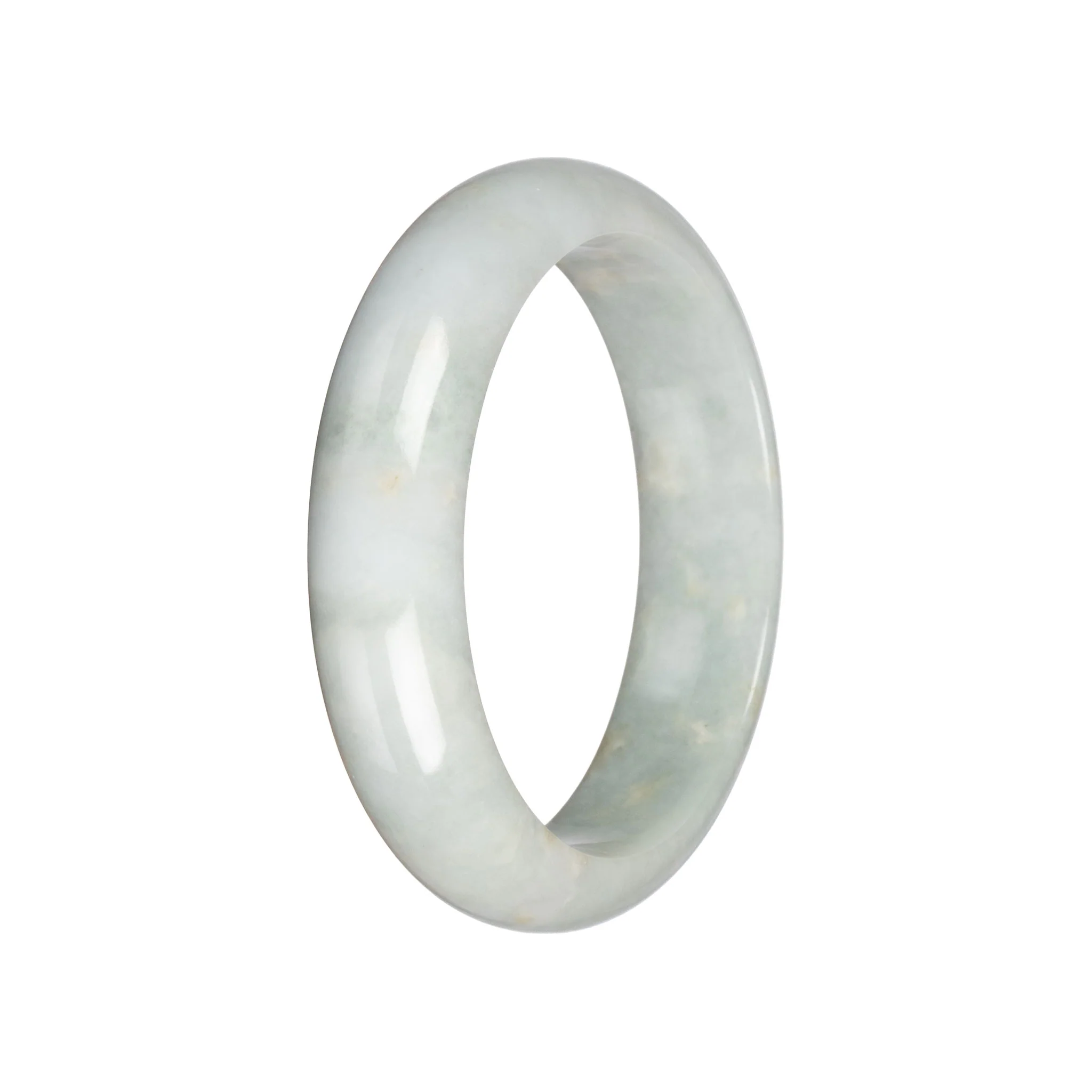 Grade A Pale Green Burma Jade Bangle - 59mm Half Moon - Image 2