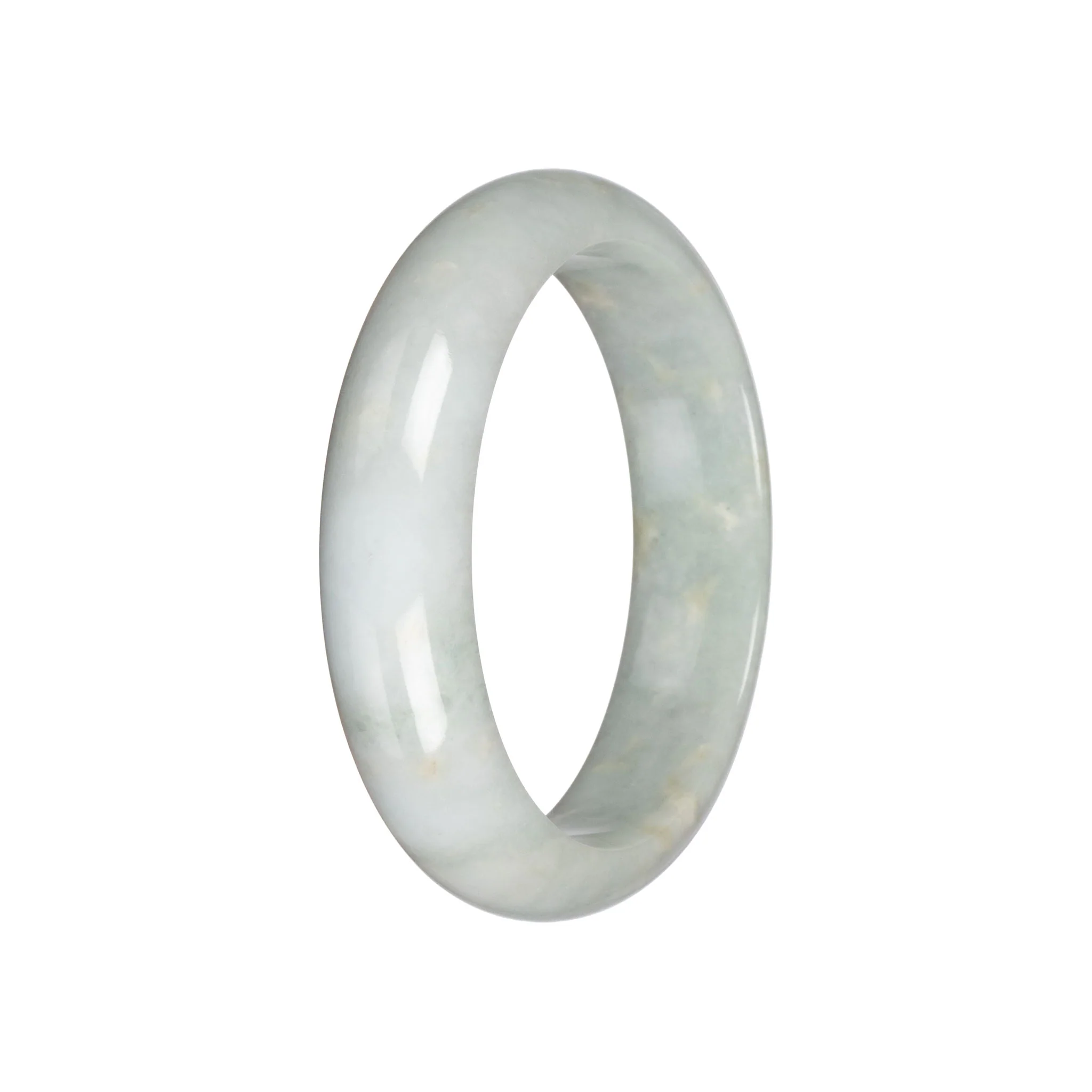 Grade A Pale Green Burma Jade Bangle - 59mm Half Moon - Image 3