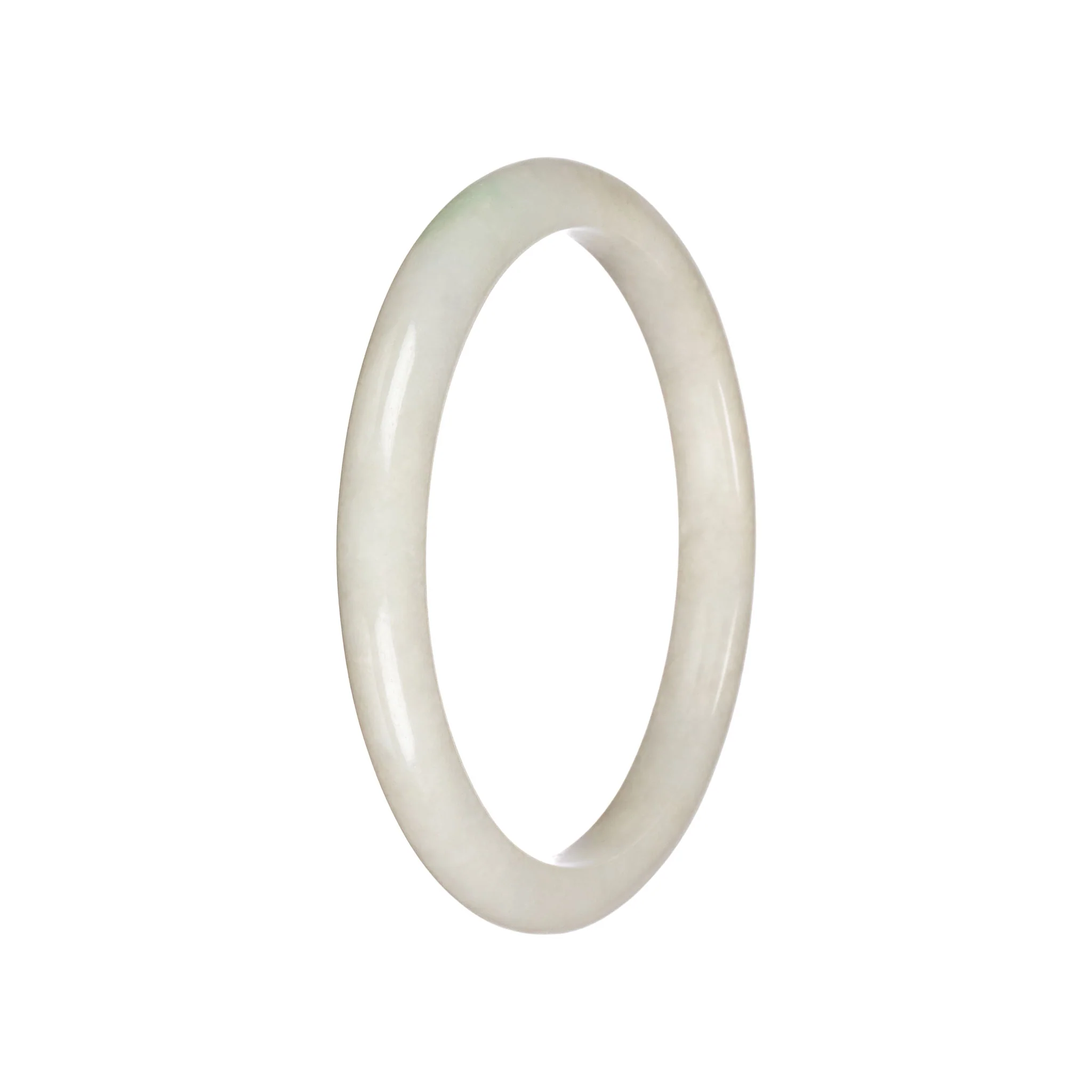 Grade A White Burma Jade Bangle - 63mm Semi Round