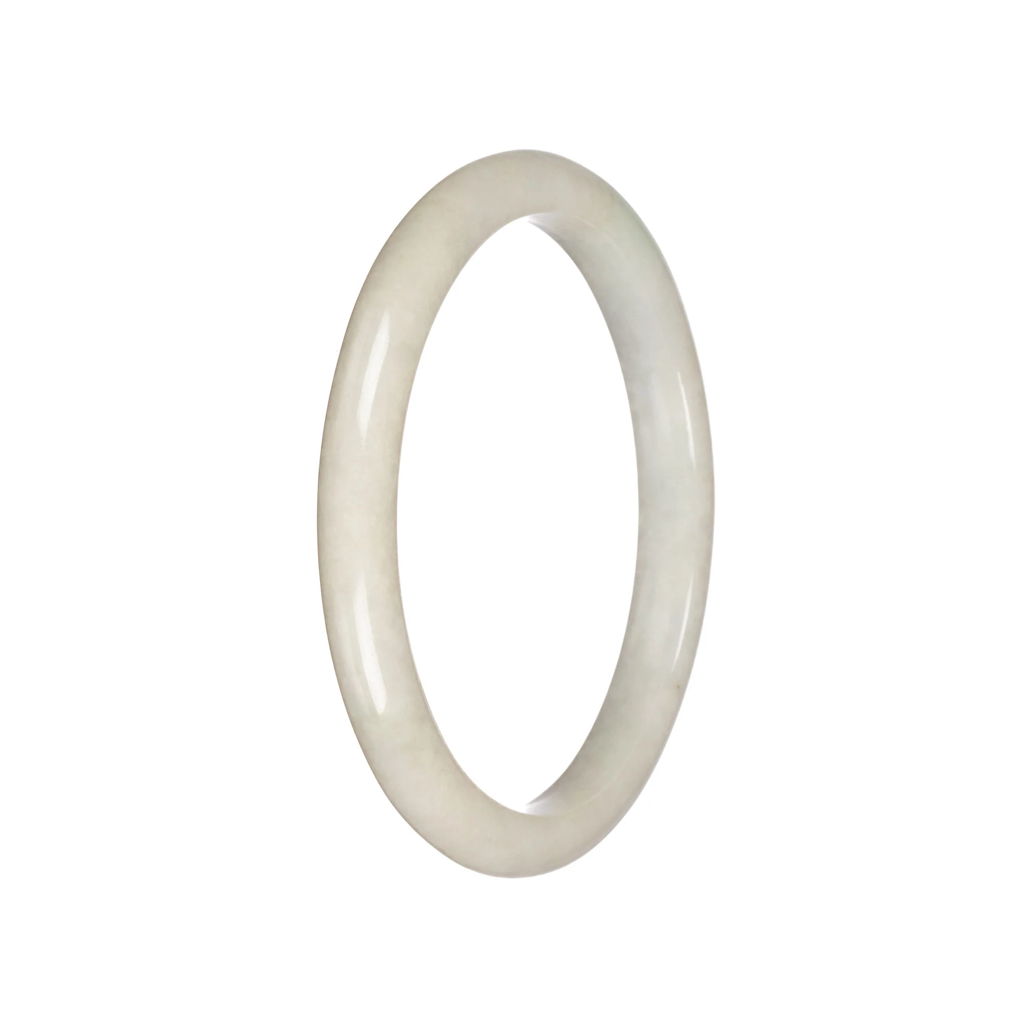 Grade A White Burma Jade Bangle - 63mm Semi Round - Image 2