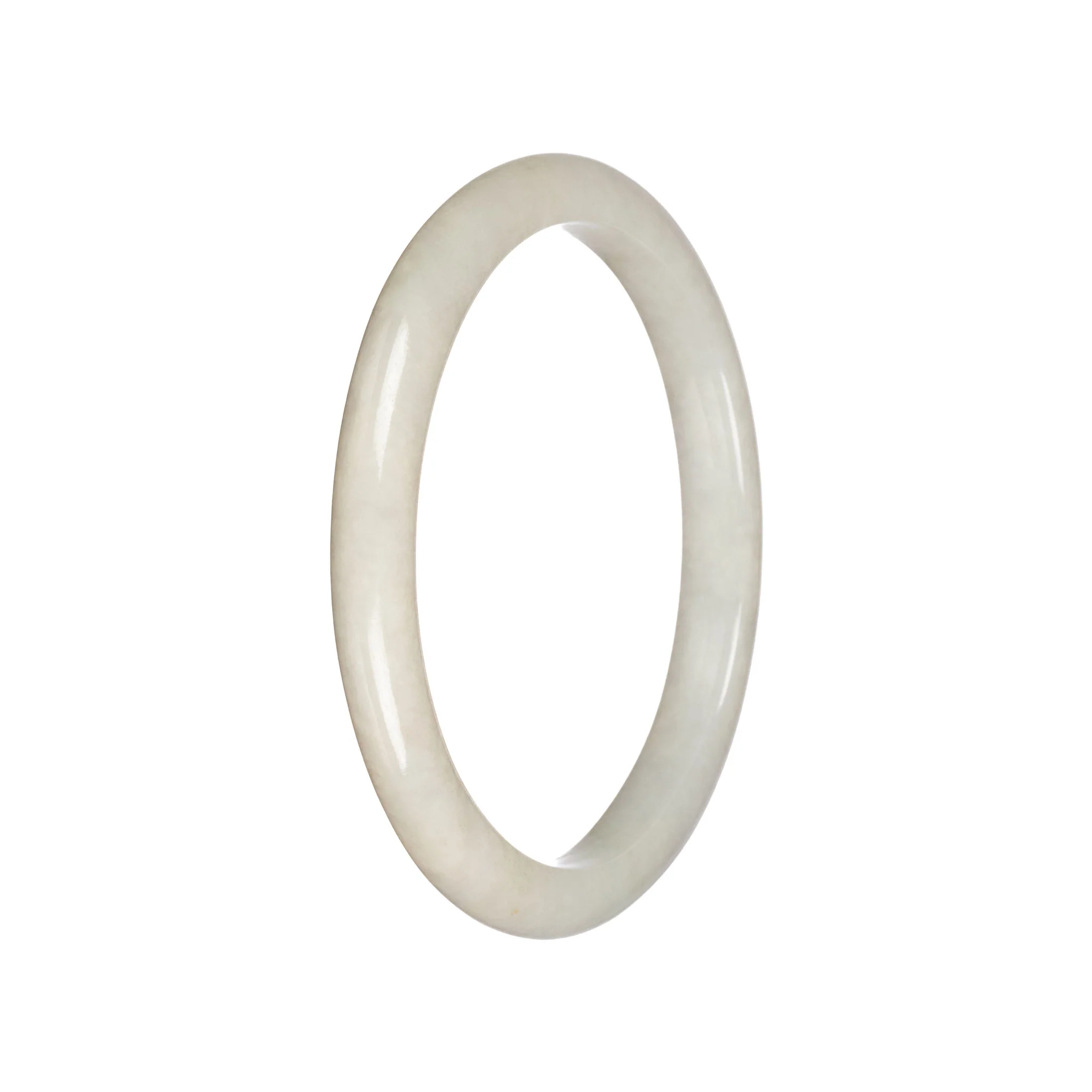 Grade A White Burma Jade Bangle - 63mm Semi Round - Image 3