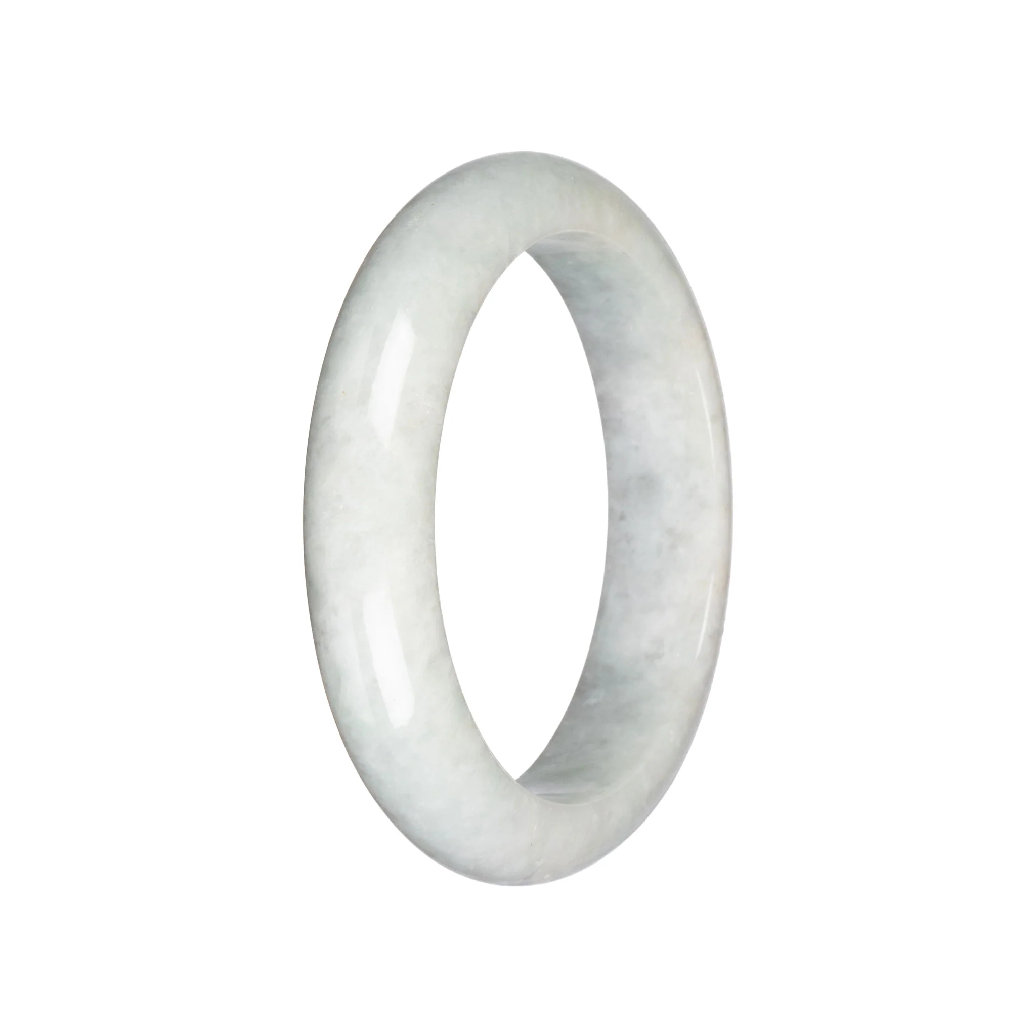 Grade A White Jadeite Jade Bangle Bracelet - 58mm Half Moon - Image 2
