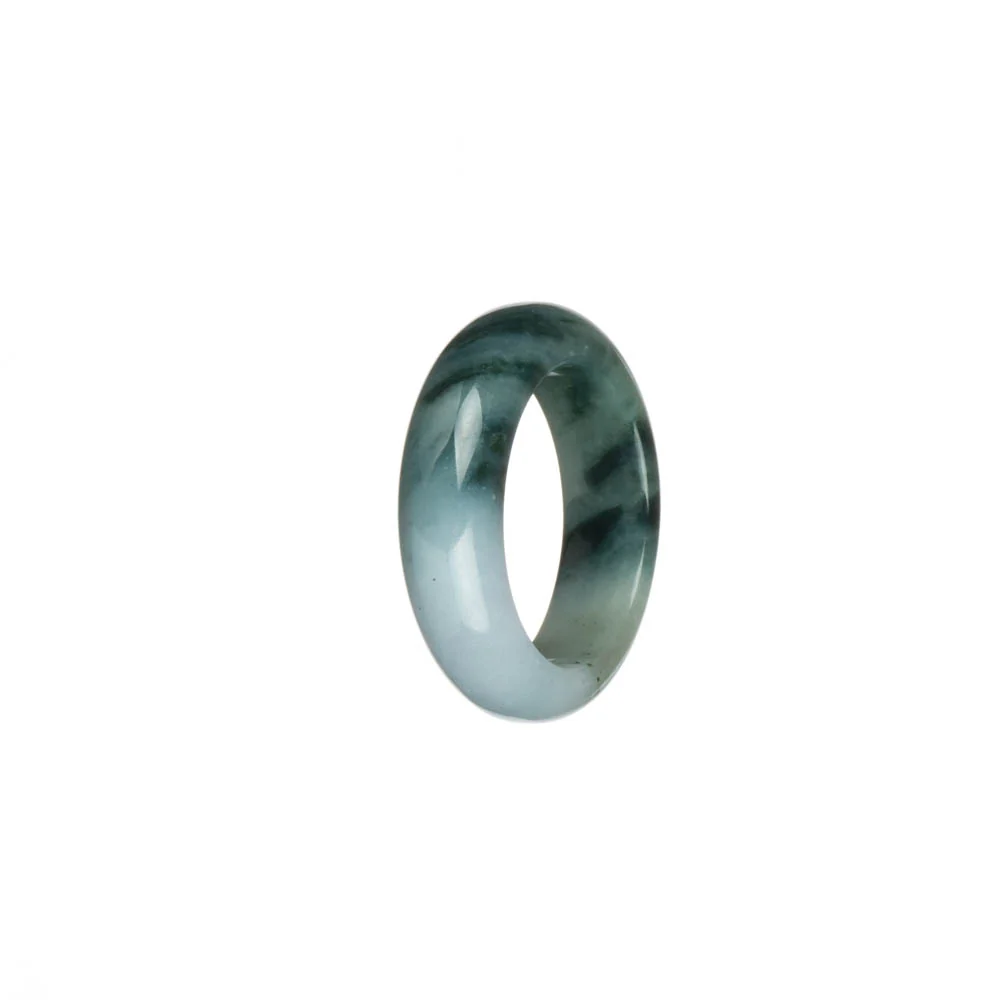 Genuine Green and White with Deep Green Patterns Burmese Jade Band - US 9.5 - Image 3