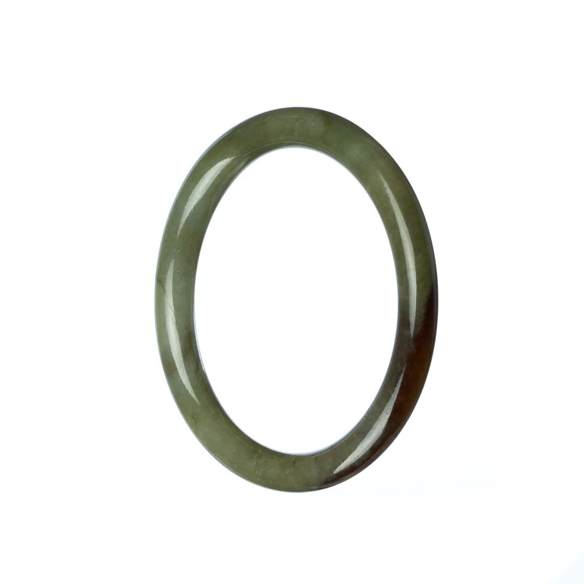 Certified Untreated Green Brown Jade Bangle Bracelet - 52mm Petite - Image 2