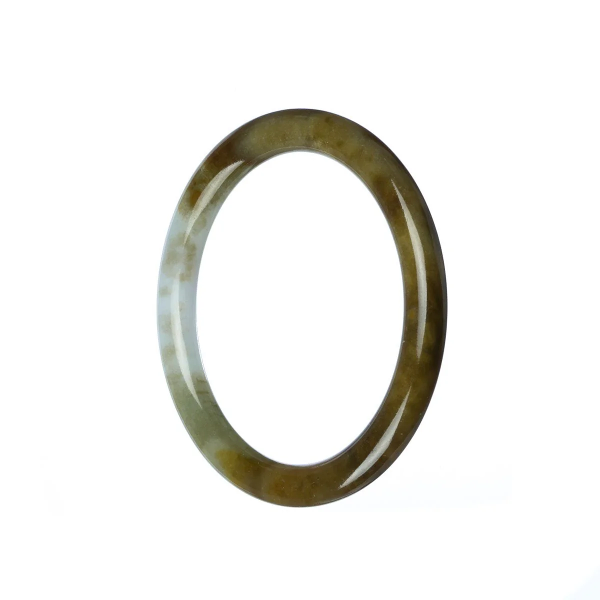 Genuine Natural Green Brown Jadeite Bracelet - 52mm Petite - Image 2