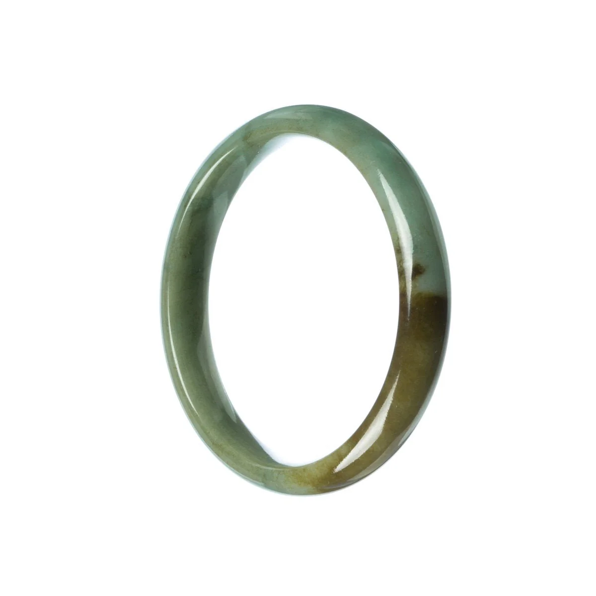 Genuine Untreated Green Brown Jadeite Bracelet - 58mm Half Moon - Image 2