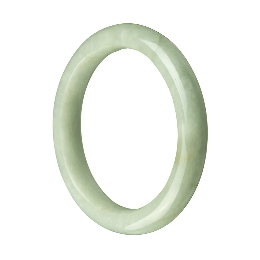 Genuine Untreated Green Jadeite Jade Bangle Bracelet - 59mm Semi Round