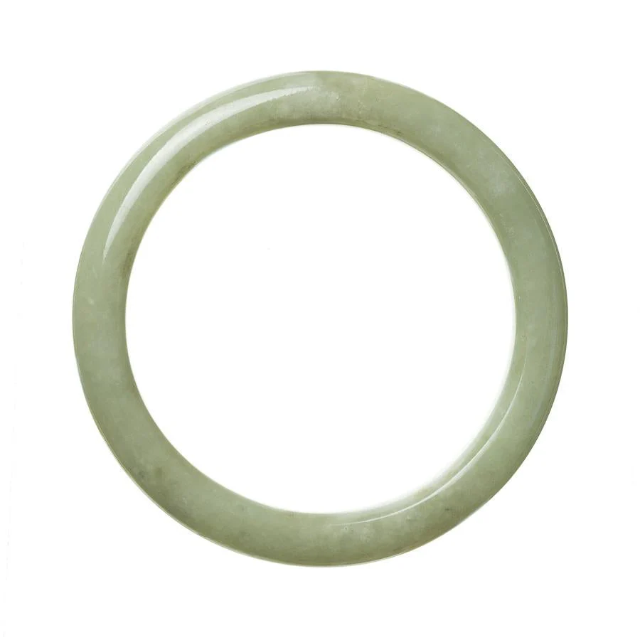 Authentic Type A Green Burmese Jade Bangle Bracelet - 61mm Semi Round - Image 3