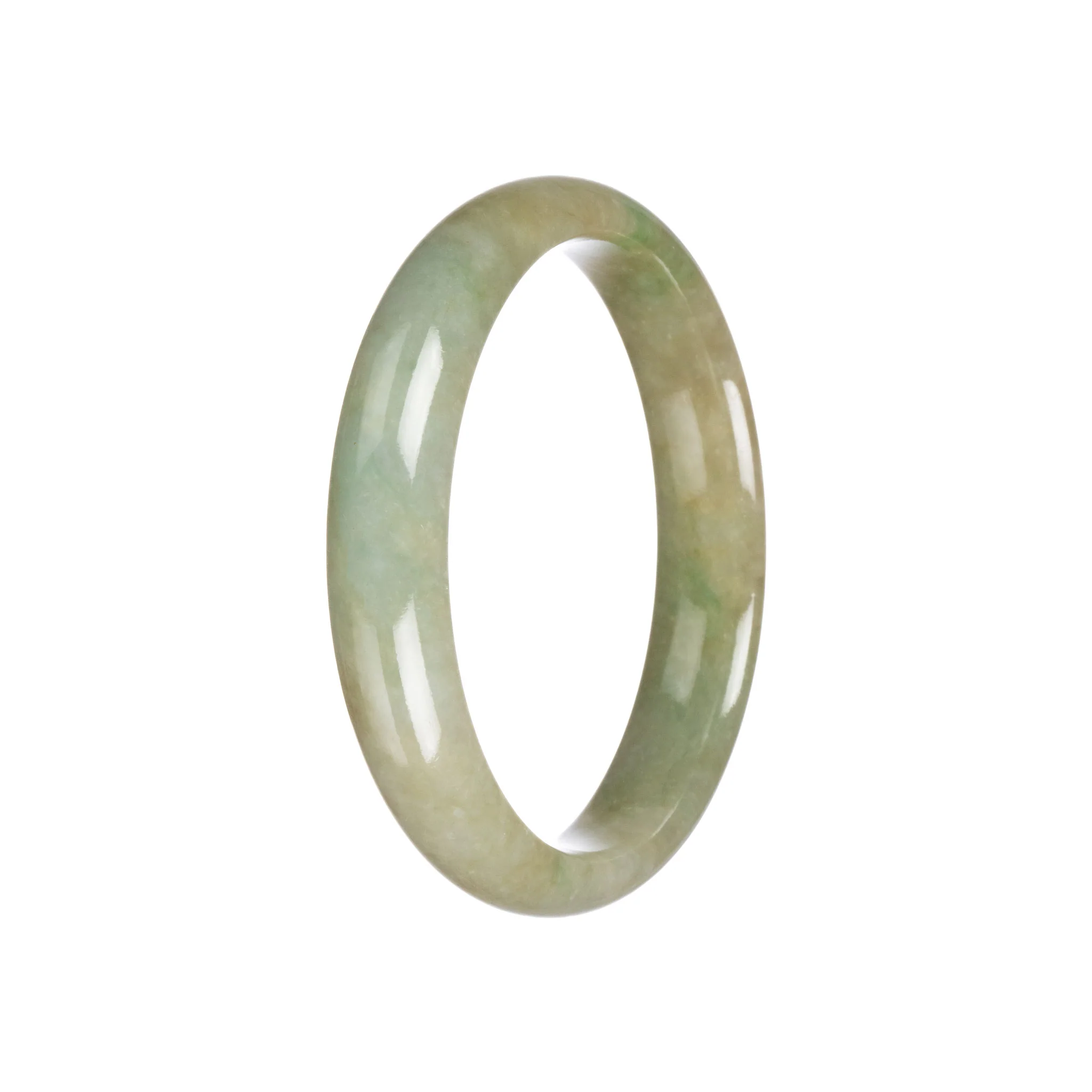 Real Untreated Green Burma Jade Bangle Bracelet - 59mm Half Moon - Image 5