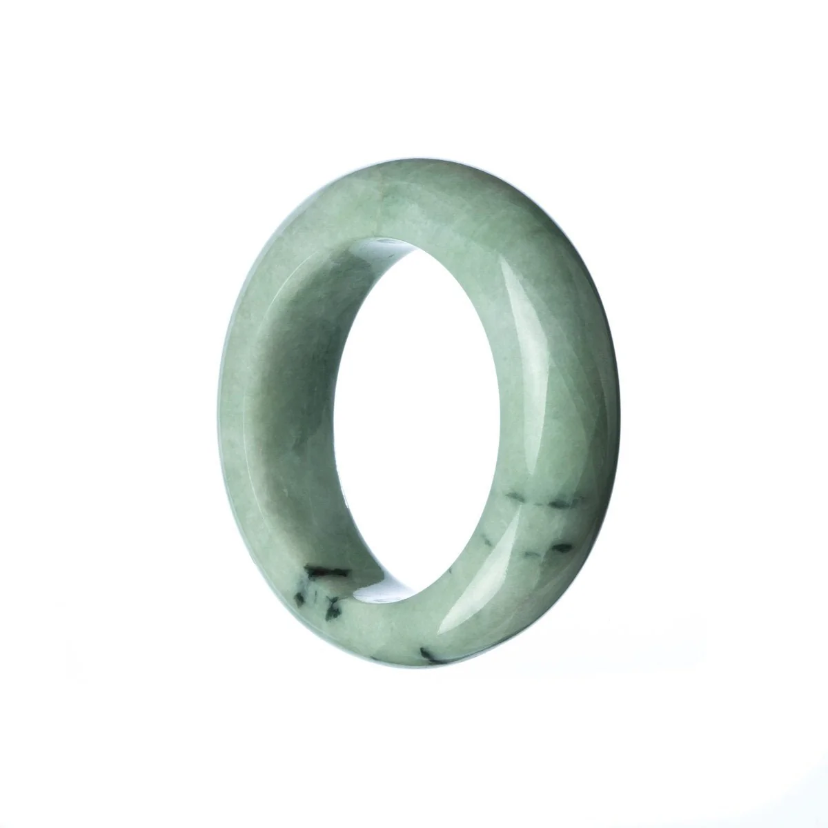 Genuine Type A Green Jade Bangle - Child Semi Round - Image 2