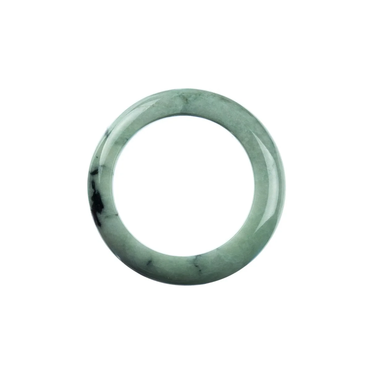 Genuine Type A Green Jade Bangle - Child Semi Round - Image 4
