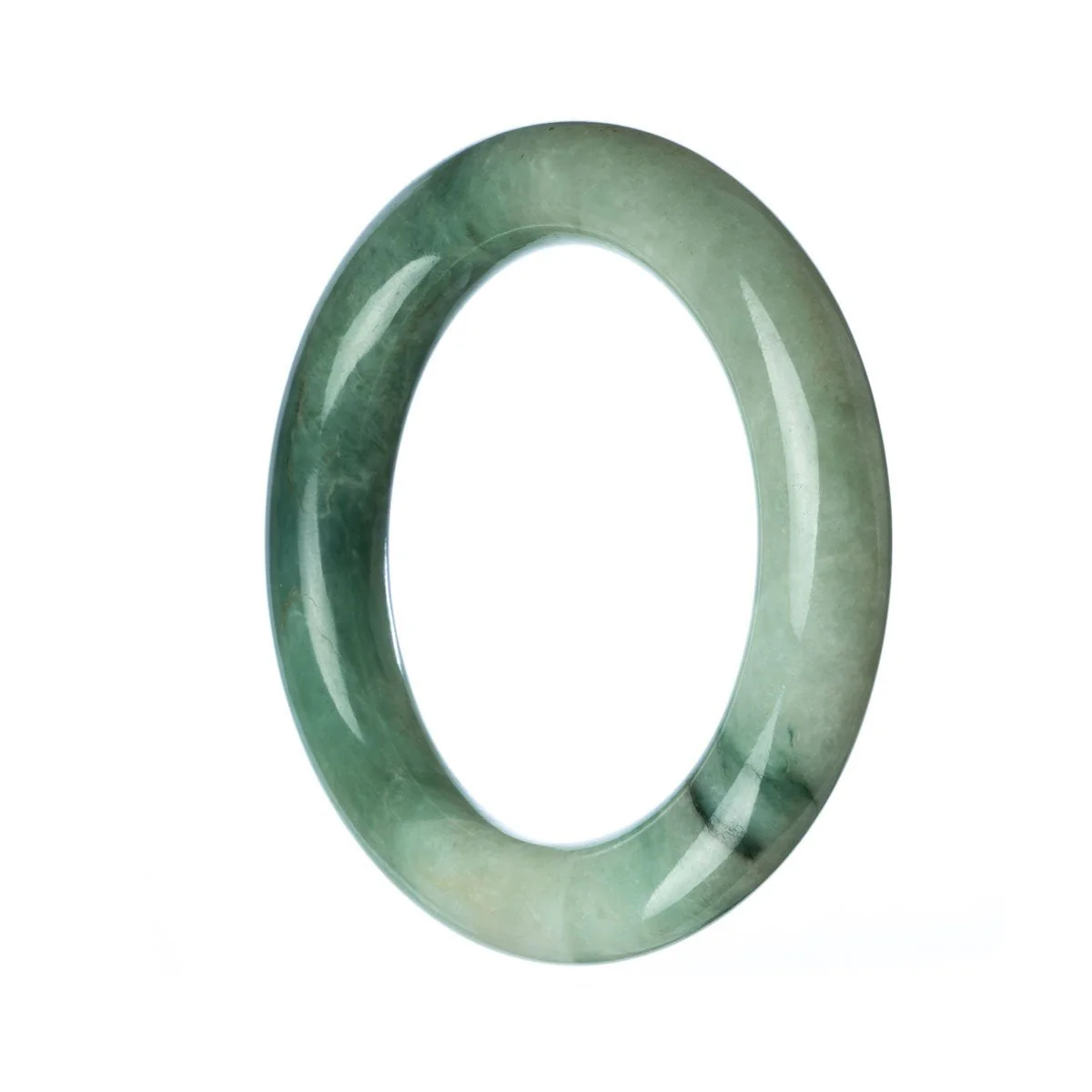Genuine Natural Green Burma Jade Bracelet - 55mm Round - Image 2