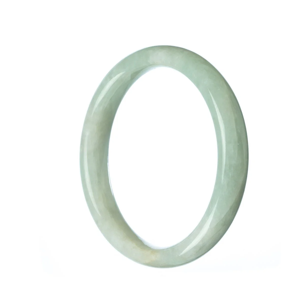 Genuine Grade A Green Jade Bangle - 58mm Semi Round - Image 2