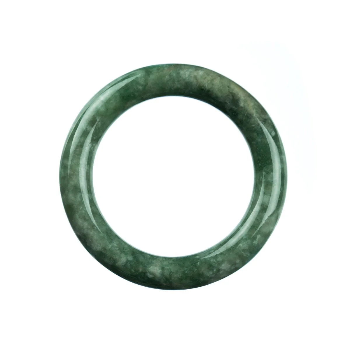 Genuine Grade A Green Burmese Jade Bangle Bracelet - 52mm Round - Image 3