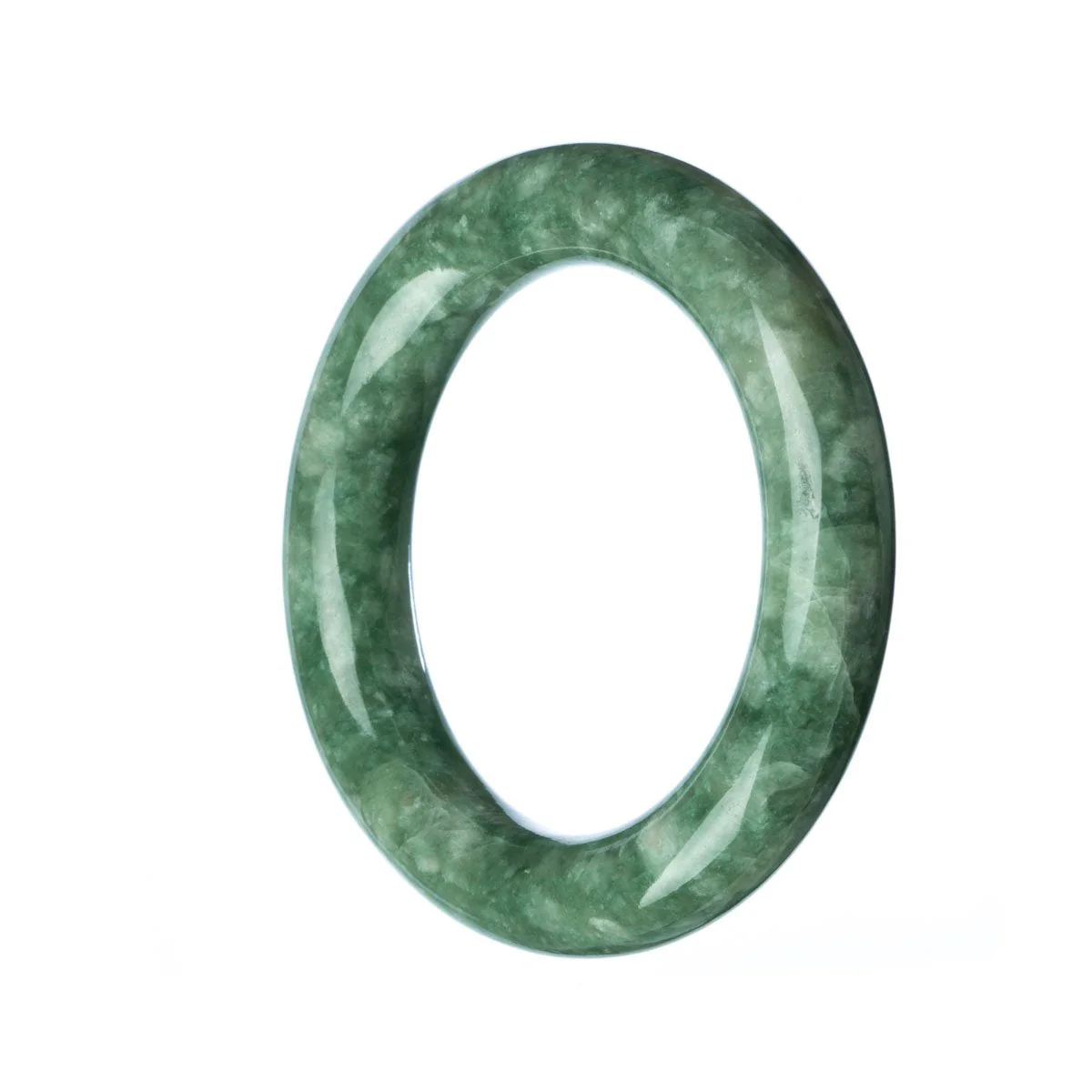 Real Untreated Green Jadeite Bangle - 52mm Round - Image 2