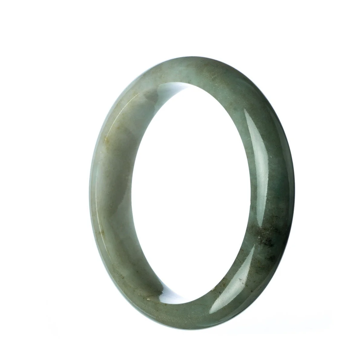 Genuine Type A Green Burmese Jade Bangle Bracelet - 59mm Semi Round - Image 2
