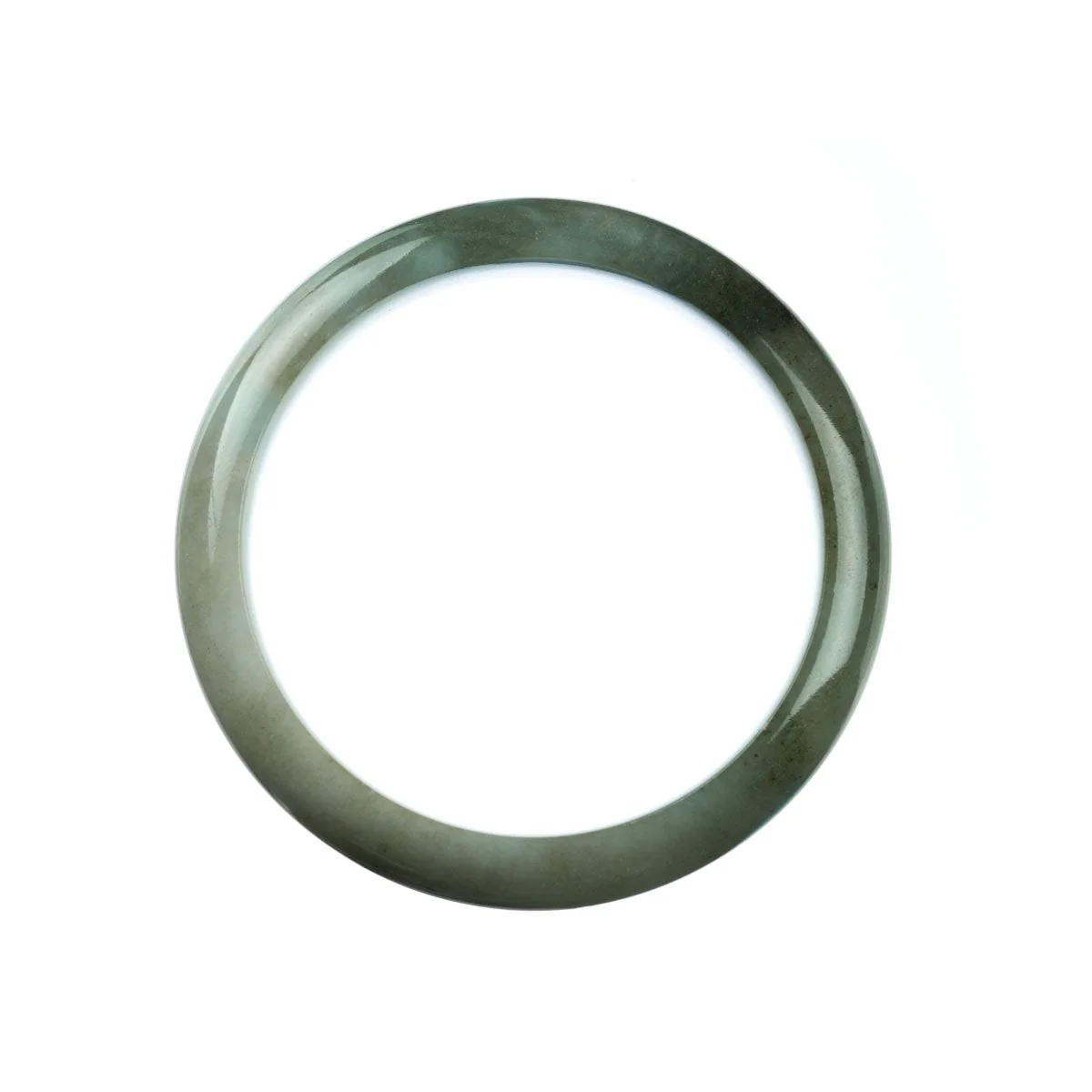 Genuine Type A Green Burmese Jade Bangle Bracelet - 59mm Semi Round - Image 4