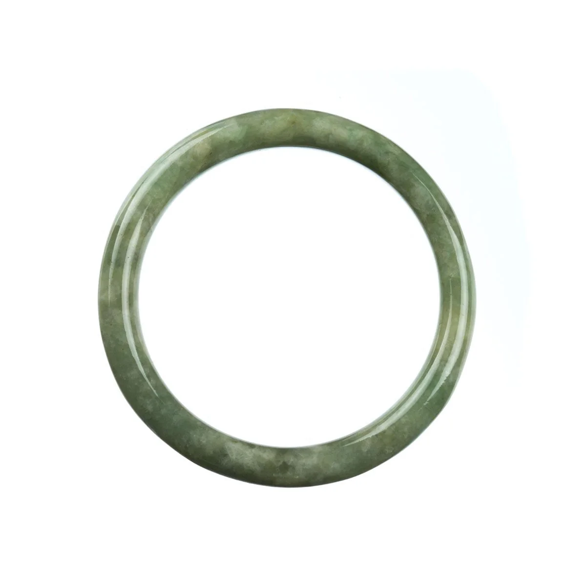 Genuine Natural Green Burmese Jade Bangle - 59mm Semi Round - Image 3