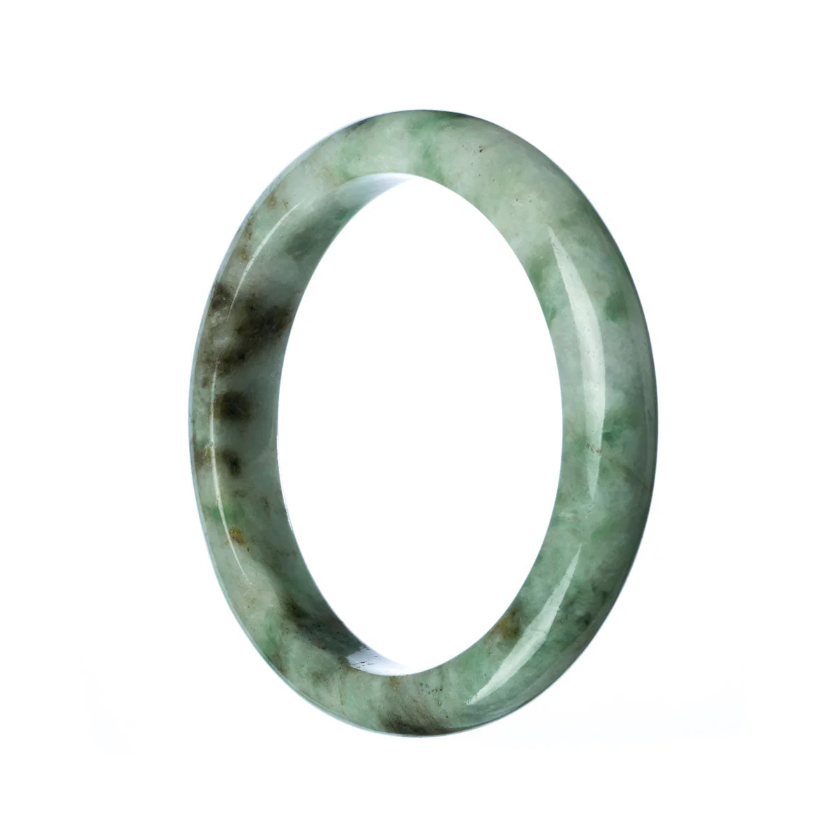 Certified Untreated Green Burma Jade Bracelet - 59mm Semi Round