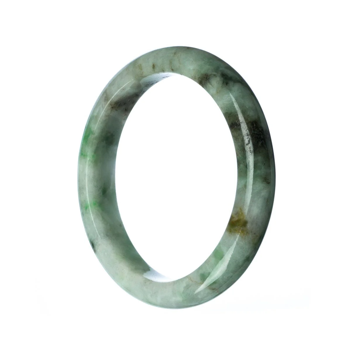 Certified Untreated Green Burma Jade Bracelet - 59mm Semi Round - Image 2