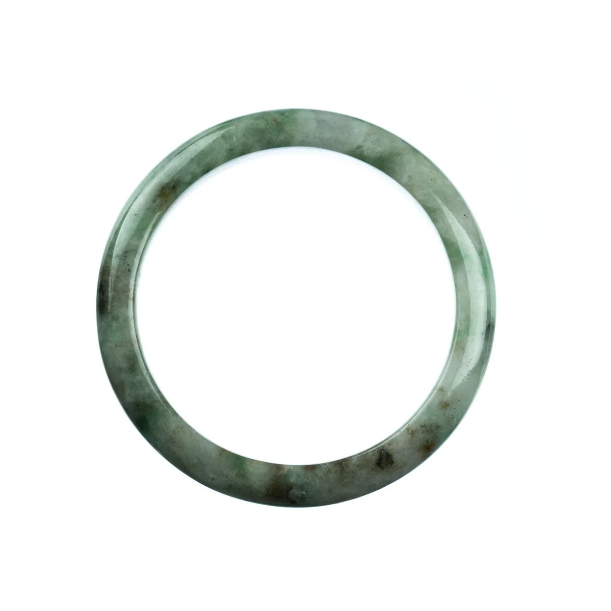 Certified Untreated Green Burma Jade Bracelet - 59mm Semi Round - Image 3