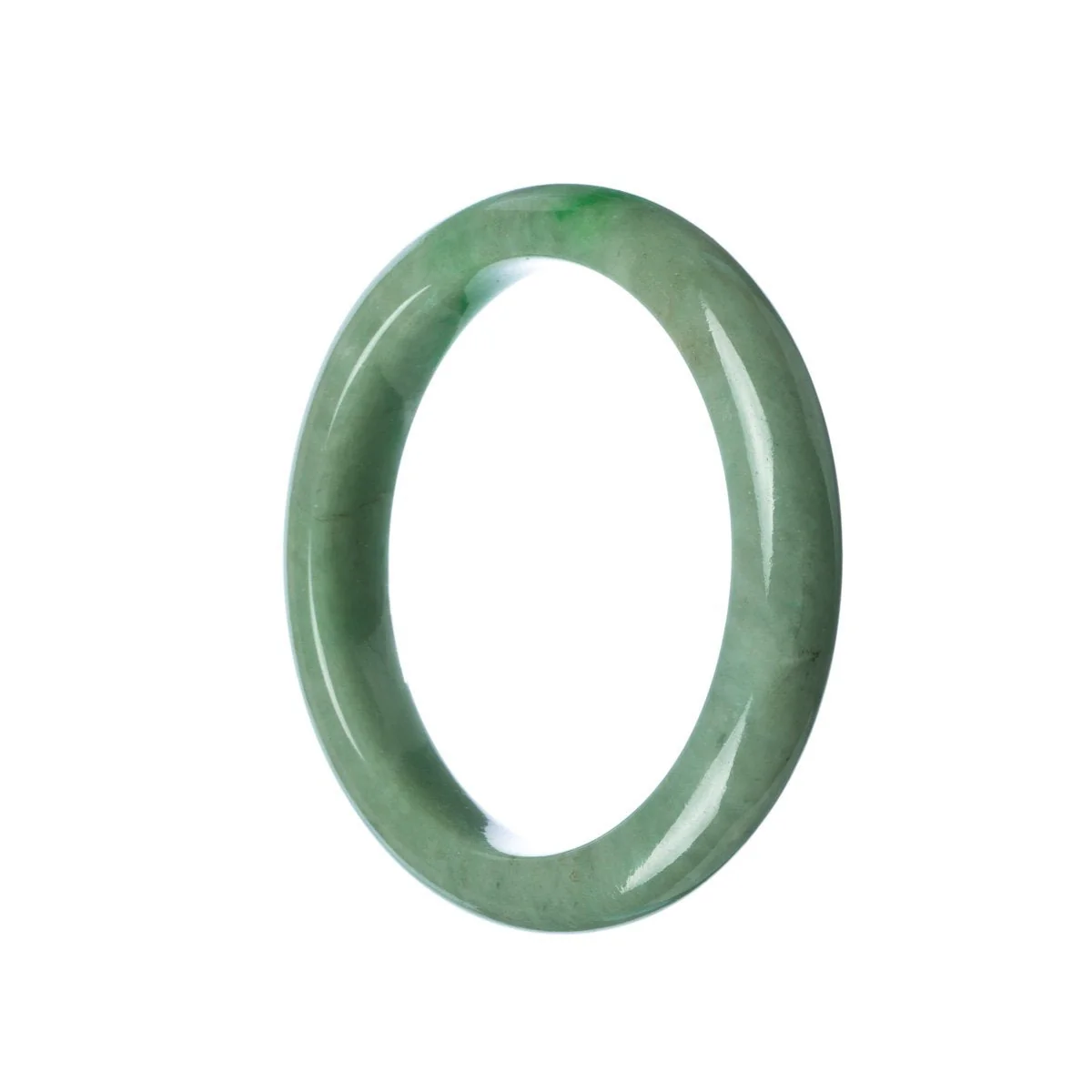 Genuine Grade A Green Jadeite Bangle Bracelet - 58mm Semi Round - Image 3