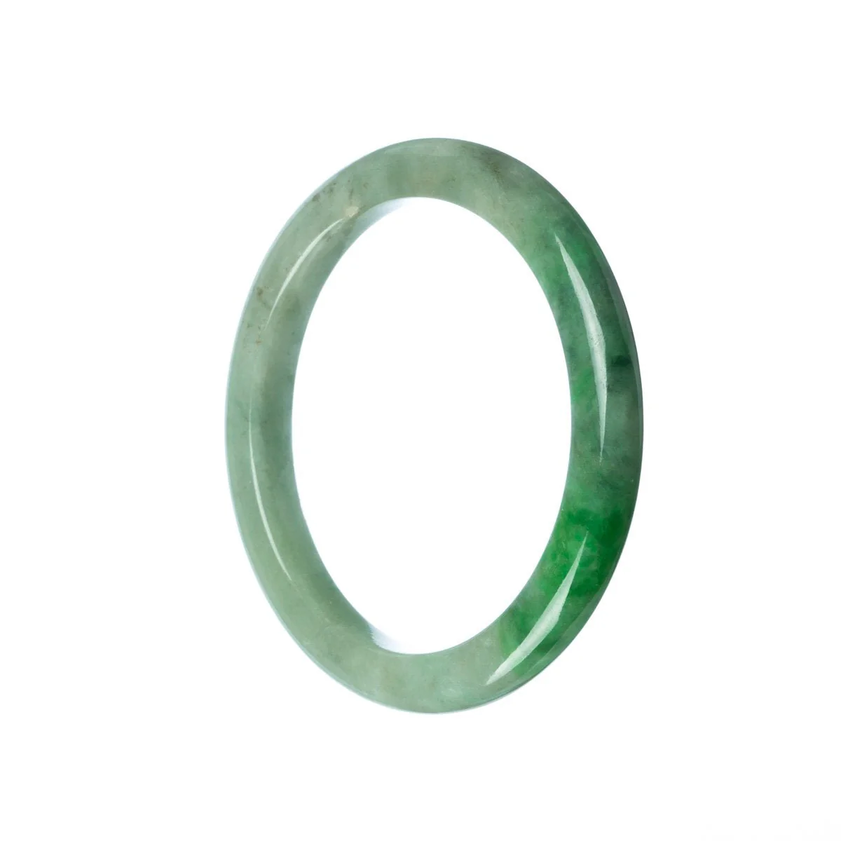 Real Grade A Green Jadeite Bangle - 58mm Semi Round